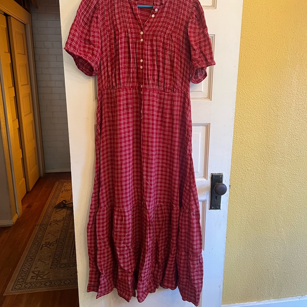 *Doen* Plaid Button-Down Midi Dress - Picture 2 of 8